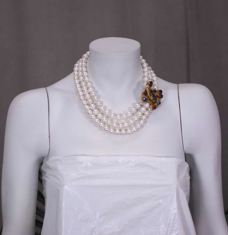 Chanel Poured Glass Graduated Pearls In Excellent Condition For Sale In New York, NY