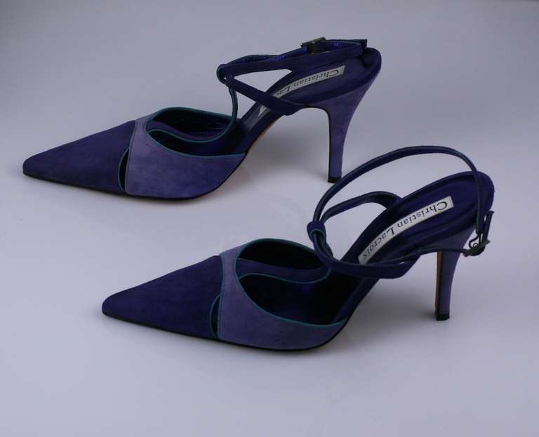 Christian Lacroix Purple T Strap Slingbacks In Excellent Condition In New York, NY