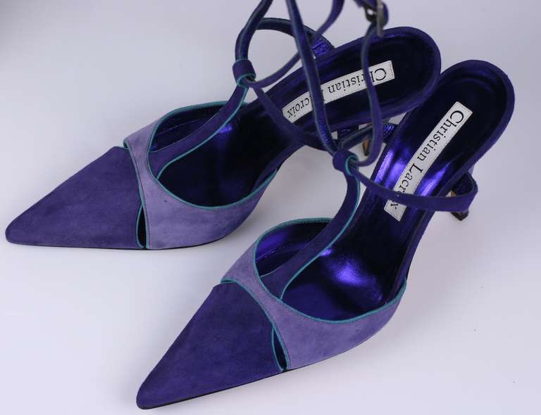 Women's Christian Lacroix Purple T Strap Slingbacks