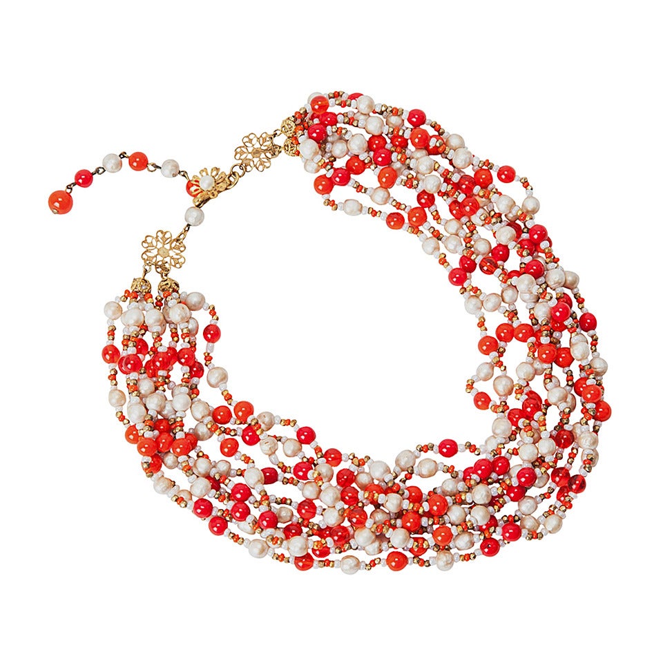 Miriam Haskell Multi-Strand Necklace For Sale