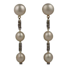 Elegant Chanel Pearl and Pave Rondel Earrings 4