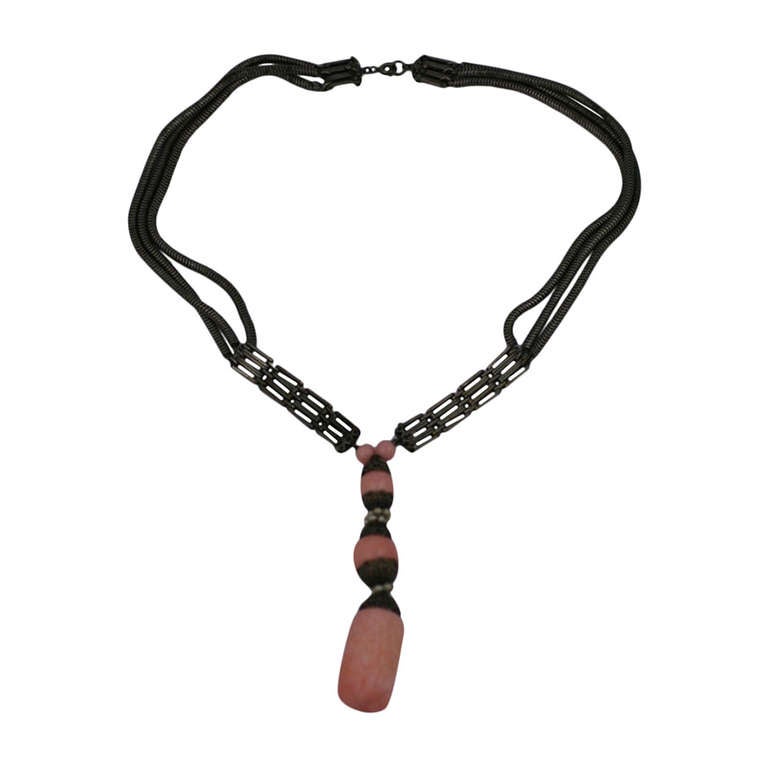 Louis Rousselet Orientalist Blush Coral Necklace at 1stDibs
