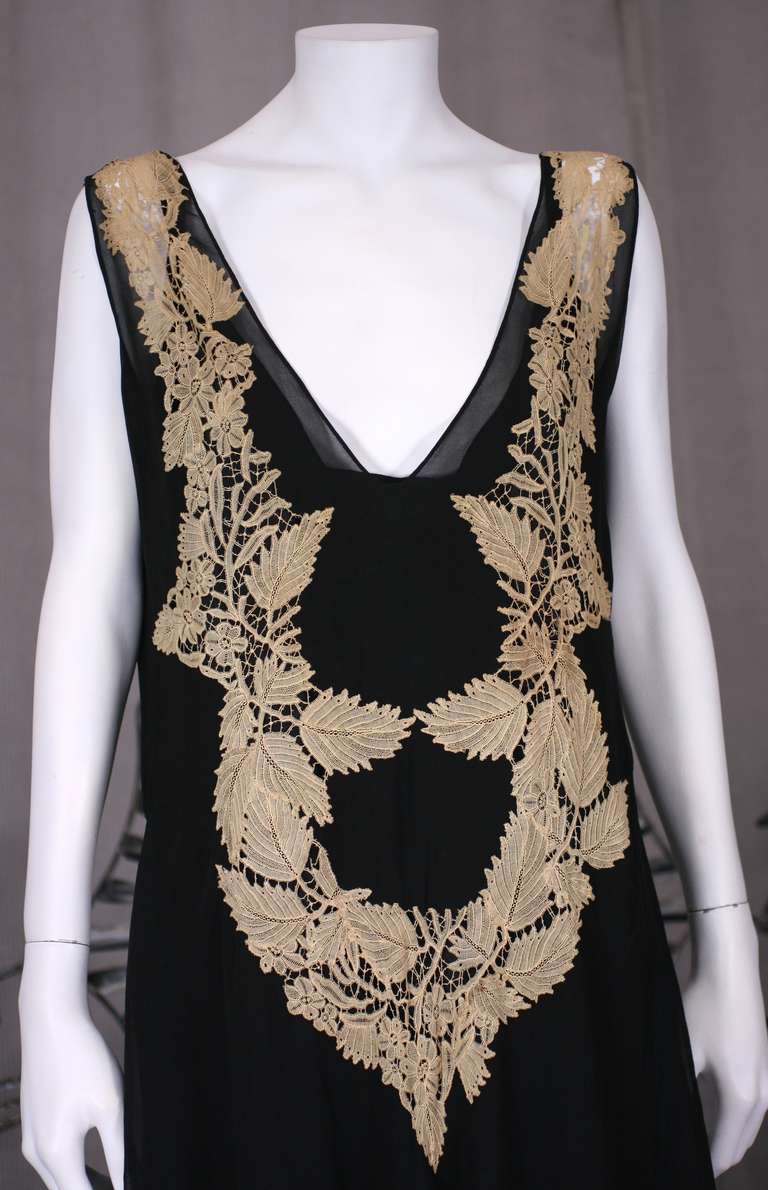 Amazing Art Deco Chiffon Gown with Hydrangea Lace For Sale at 1stDibs ...