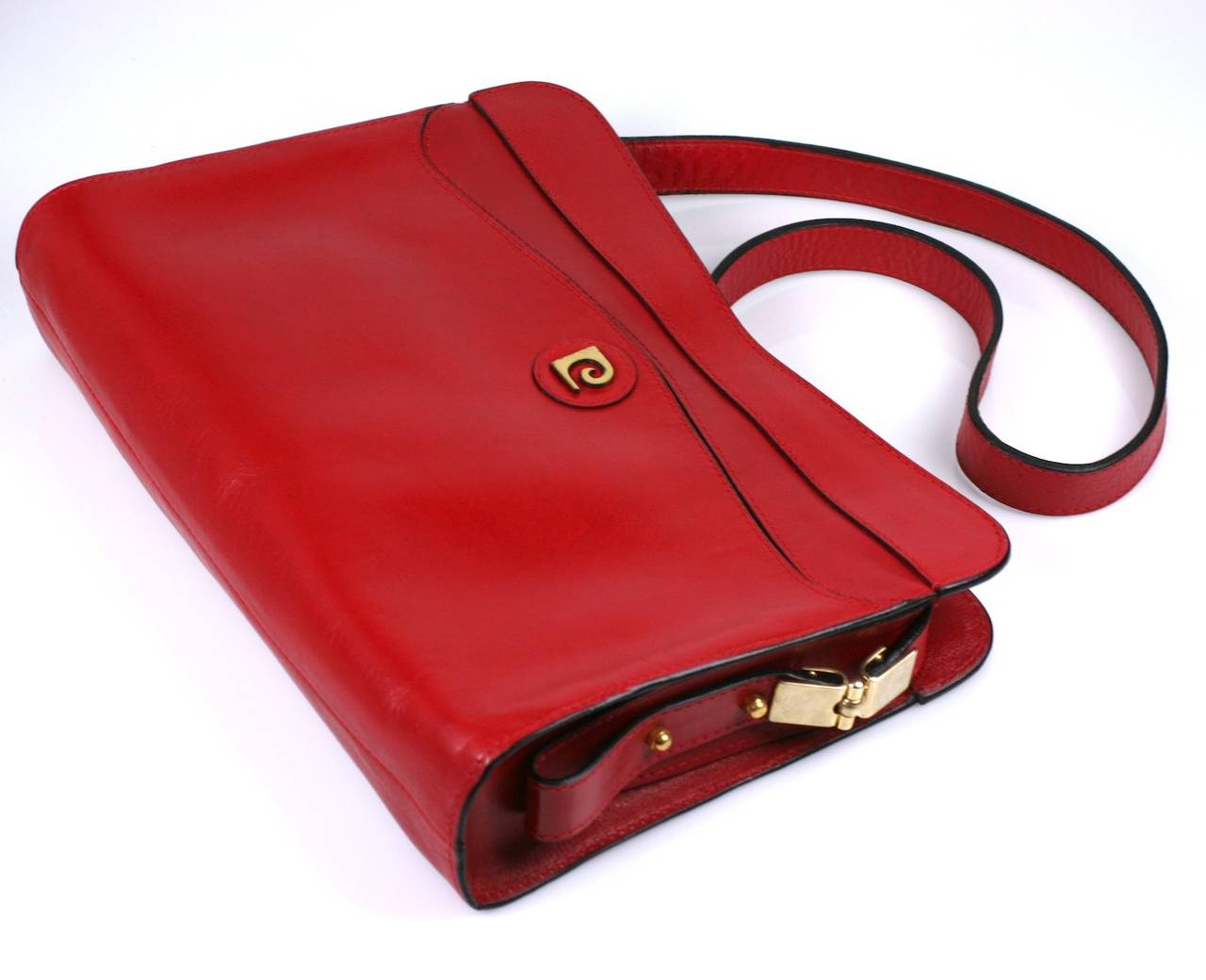 Cardin Red Leather Logo Bag For Sale 1stDibs