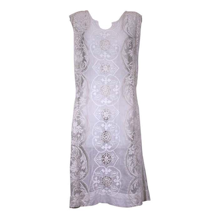 French 1920's Embroidered and Filet Lace Afternoon Dress. For Sale at ...