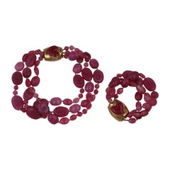 Lisner Pate de Verre Heart Set