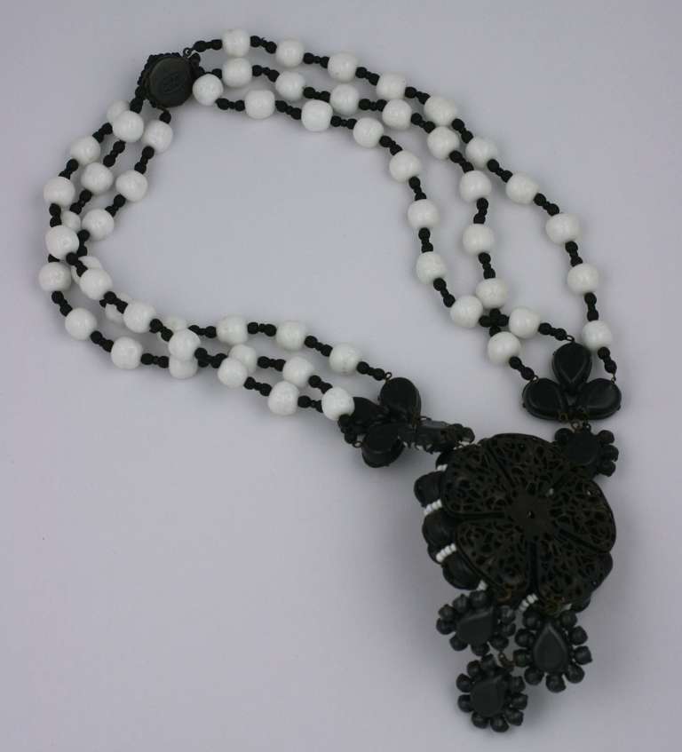 black and white flower necklace