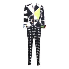 Retro Versace Black and White Graphic Suit