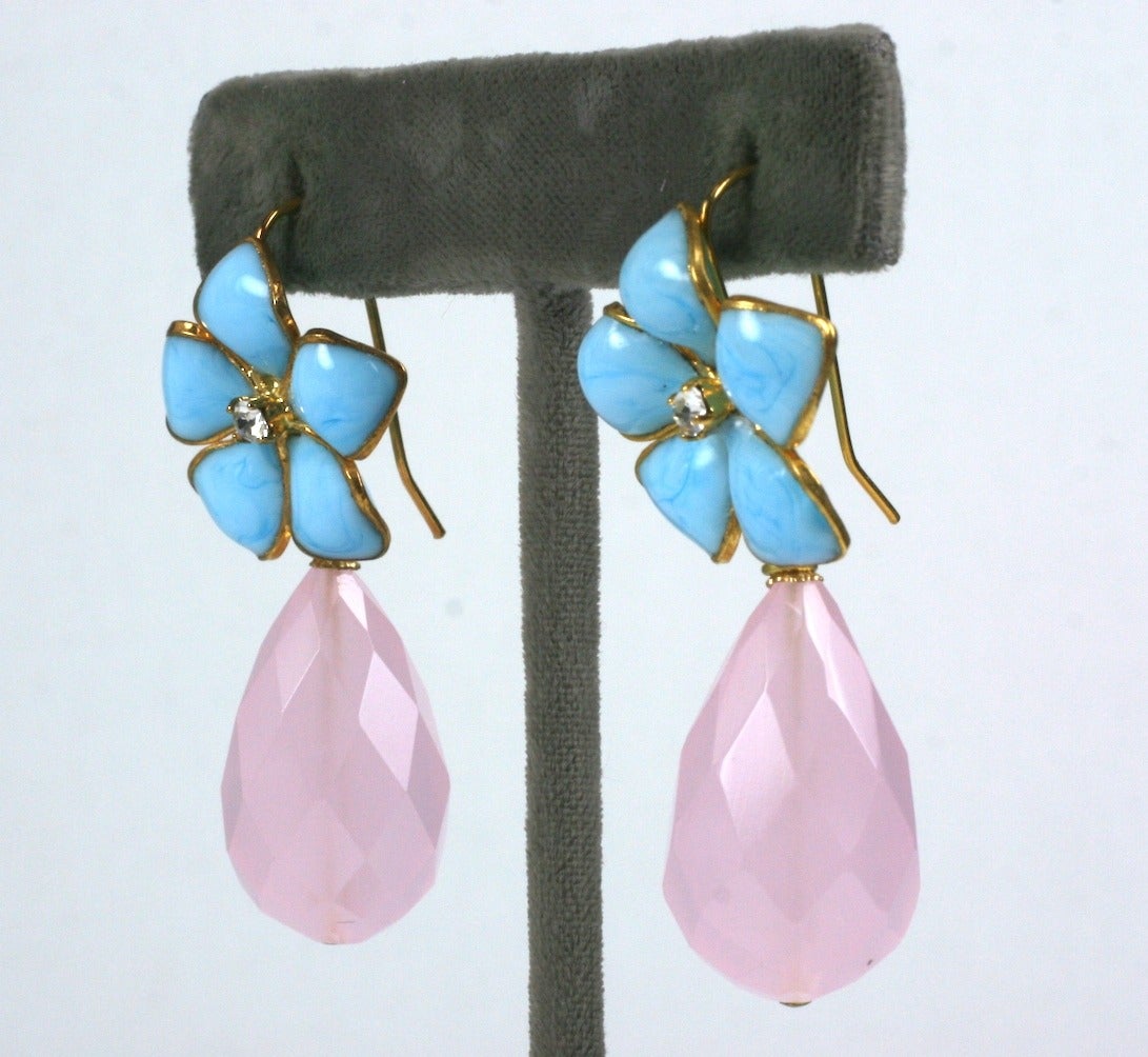 Turquoise Pate de Verre and Rose Quartz "Palm Beach" Earrings, MWLC For  Sale at 1stDibs | leslie rose palm beach, rose quartz beach