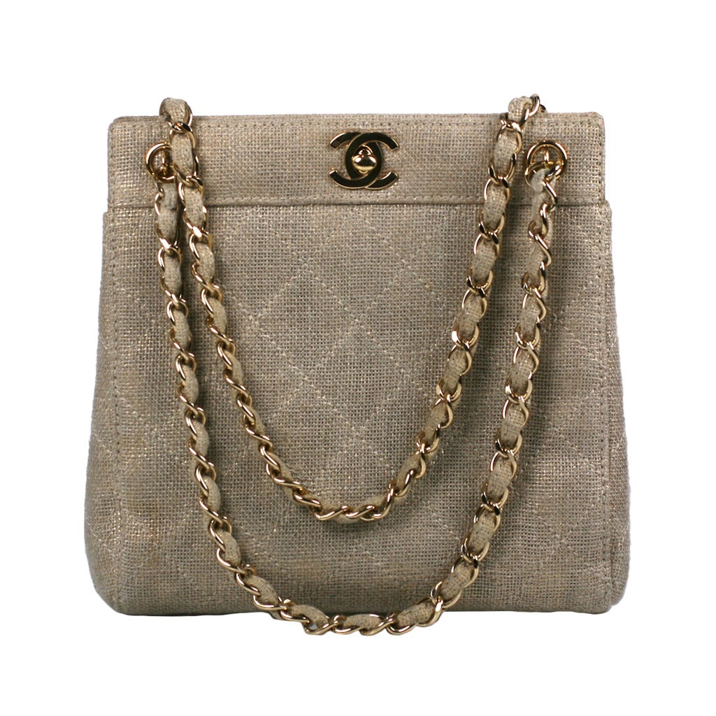 Chanel Lurex Linen Mini Tote For Sale