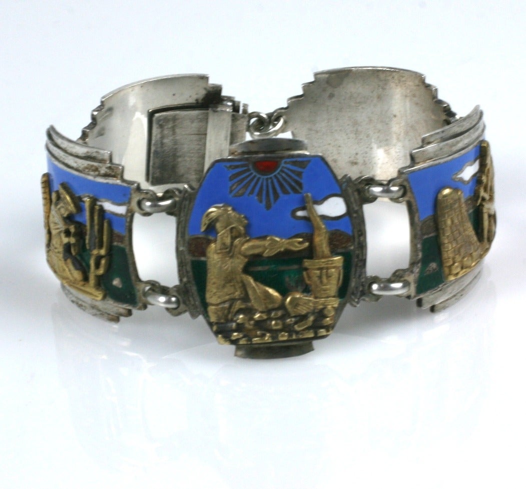 Unusual Art Deco Panel Bracelet In Excellent Condition For Sale In New York, NY