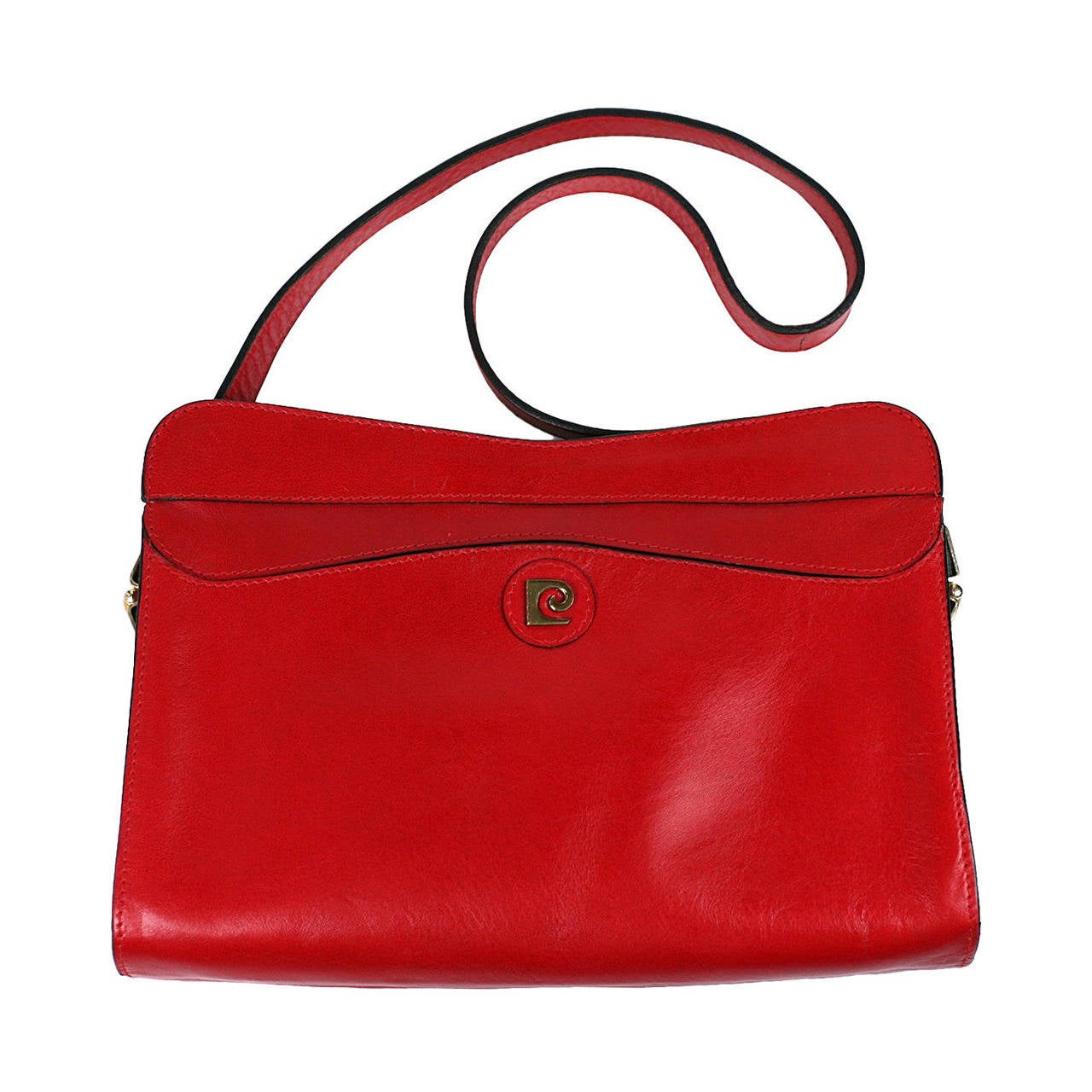 Pierre Cardin Red Leather Logo Bag For Sale