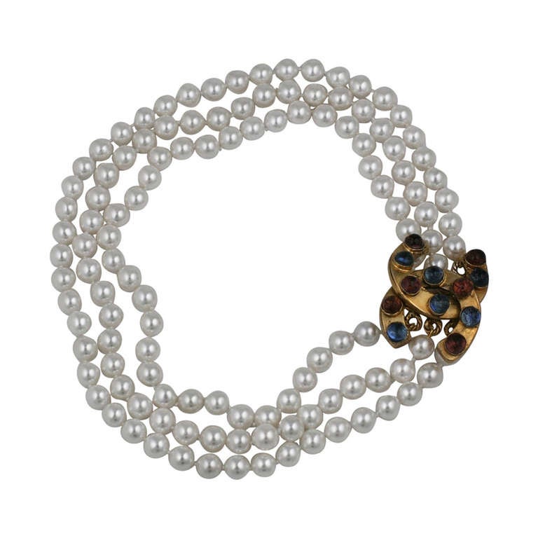 Chanel Poured Glass Graduated Pearls For Sale