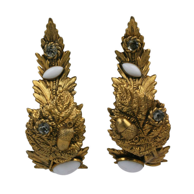 Dominique Aurientis Baroque Curled Leaf Earrings For Sale at 1stDibs