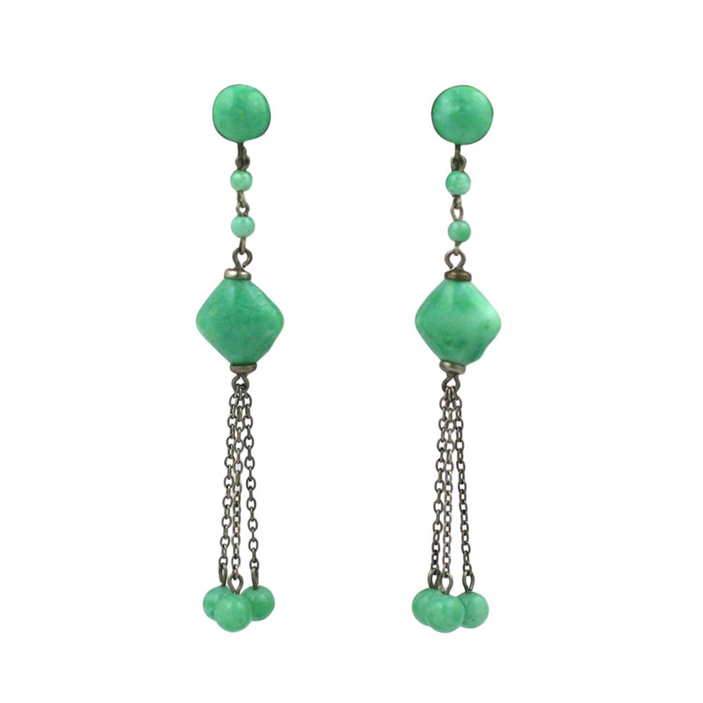 Peking Glass Deco Earrings For Sale