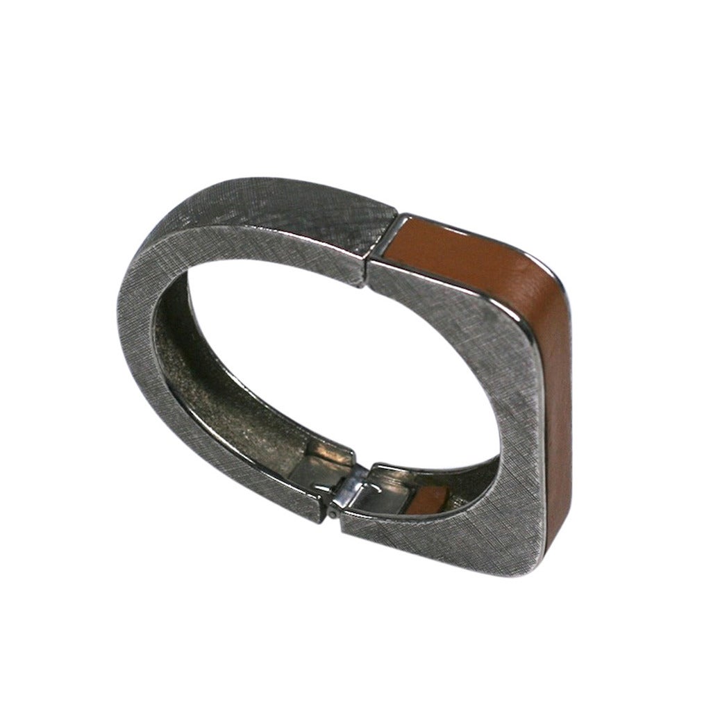 Castlecliff Modernist Leather Trim Bracelet For Sale