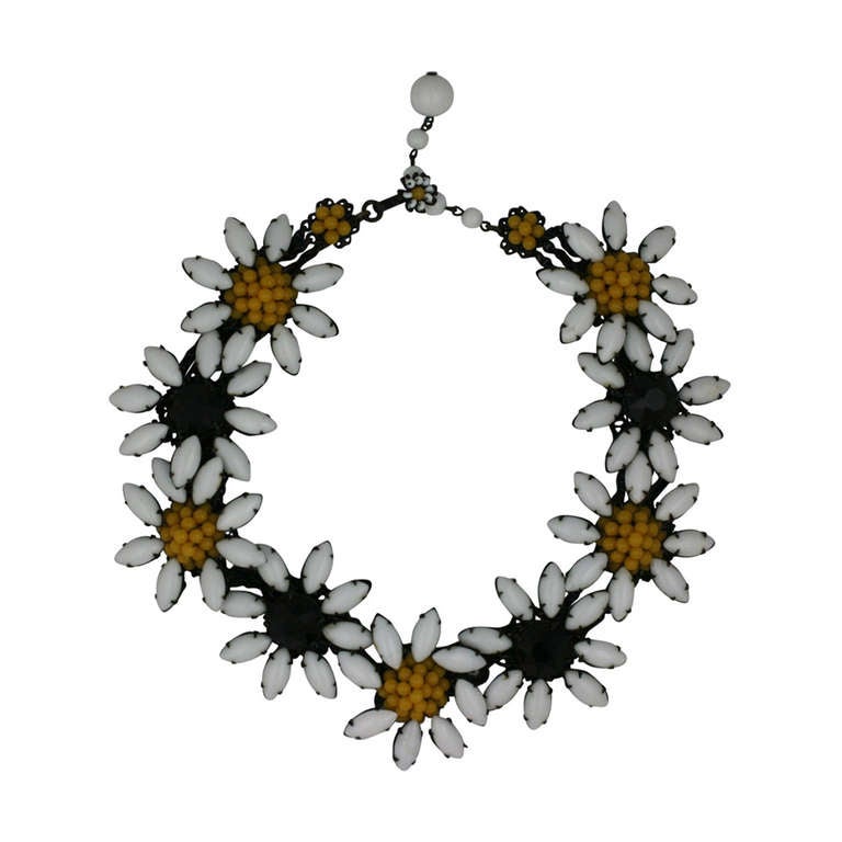 Miriam Haskell Marguerite Flower Necklace For Sale