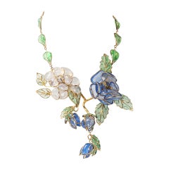 CoCo Chanel  Maison Gripoix Glass Enamel Flower Necklace