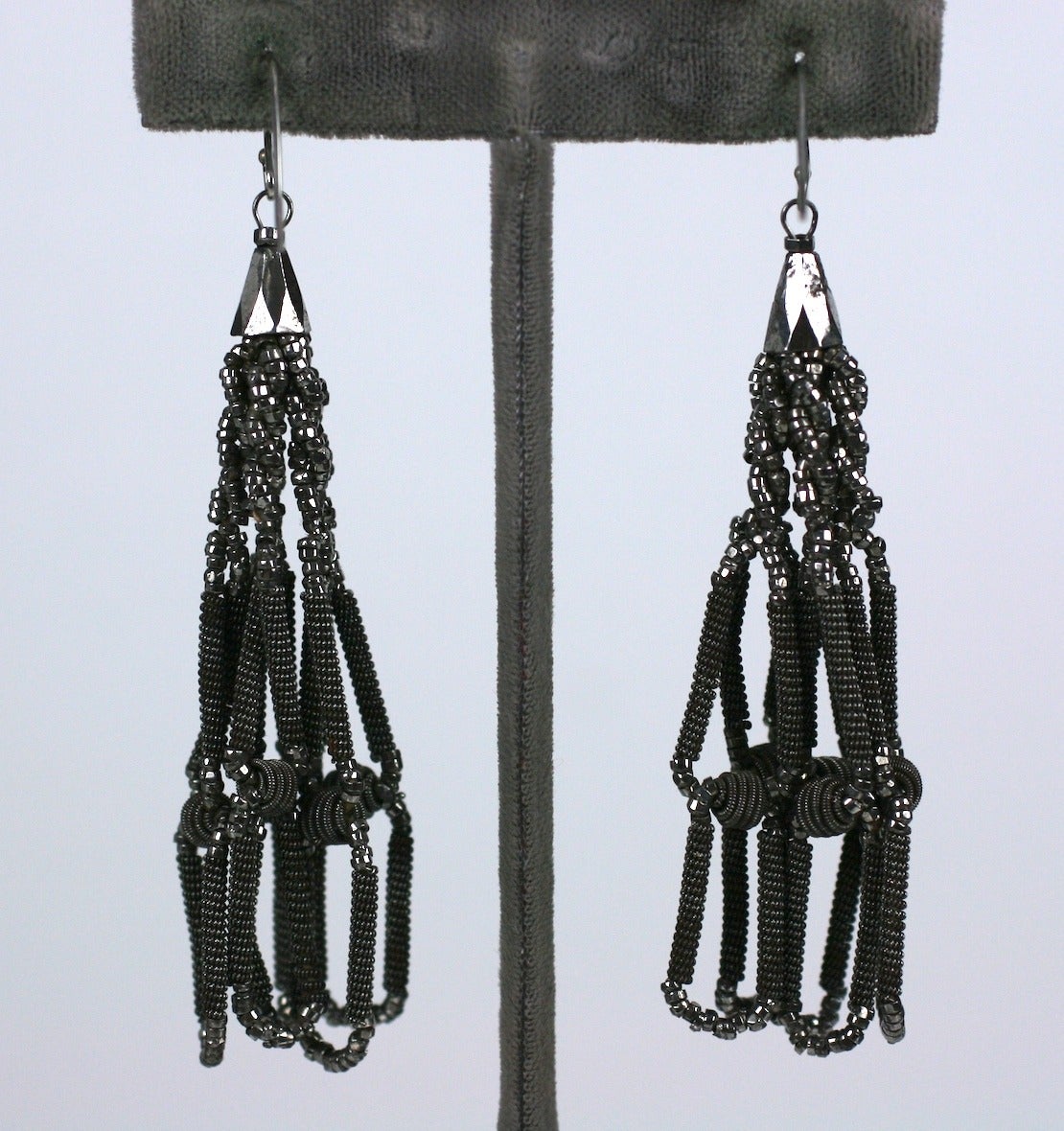 Victorian Cut Steel and Silesian Wire Tassel Earrings For Sale