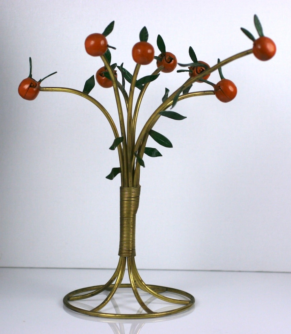 Charming Art Deco hanky holder in the form of an orange tree. Each 