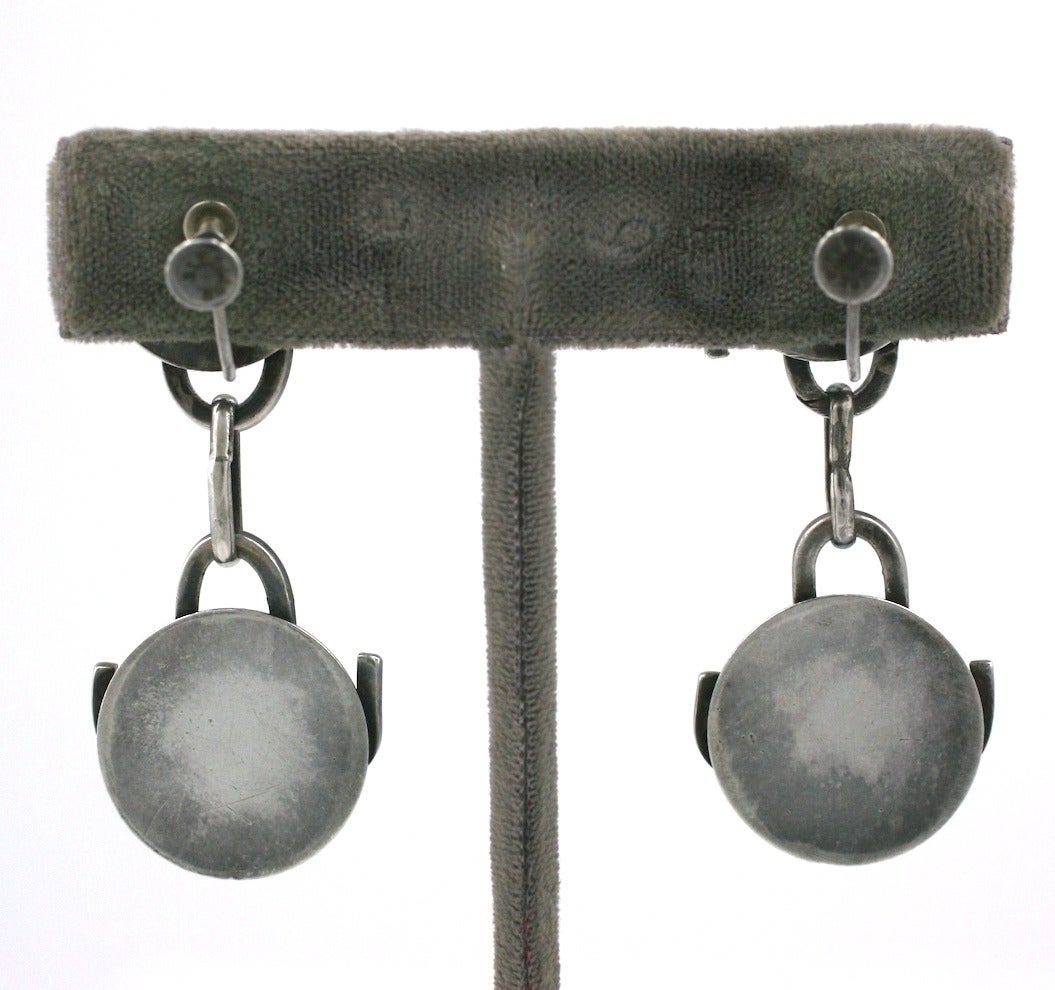 Modernist Sterling Studio Earrings In Excellent Condition For Sale In New York, NY