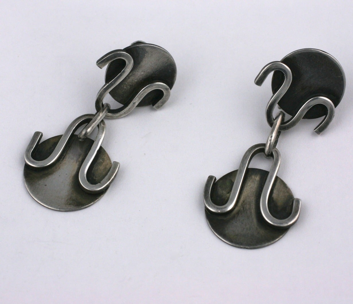 Women's Modernist Sterling Studio Earrings For Sale