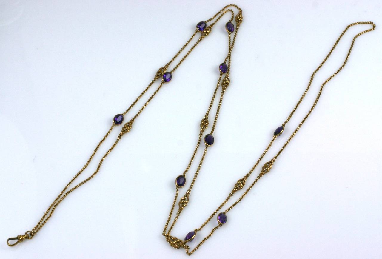 Art Nouveau Amethyst Long Chain In Excellent Condition In New York, NY