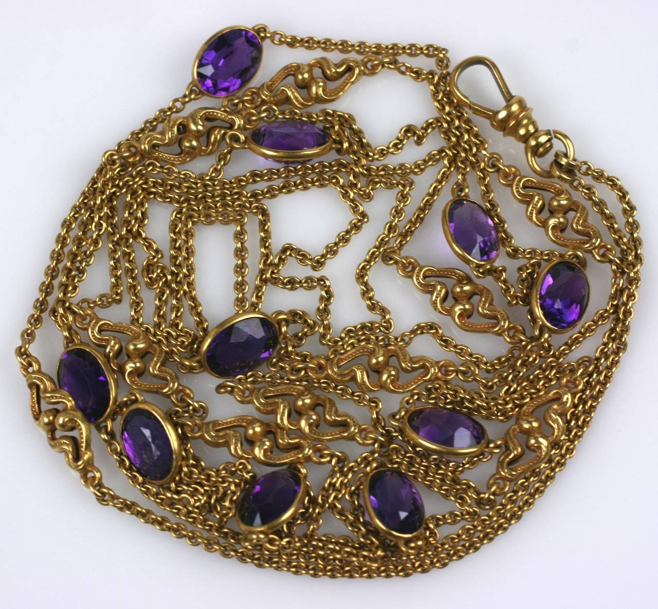Women's Art Nouveau Amethyst Long Chain