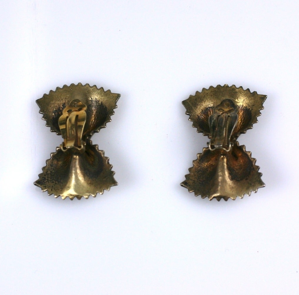 Bow Tie Pasta Earclips In Excellent Condition In New York, NY