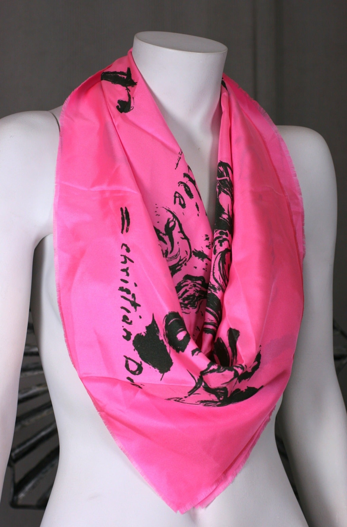 Pink Christian Dior Flower Scarf