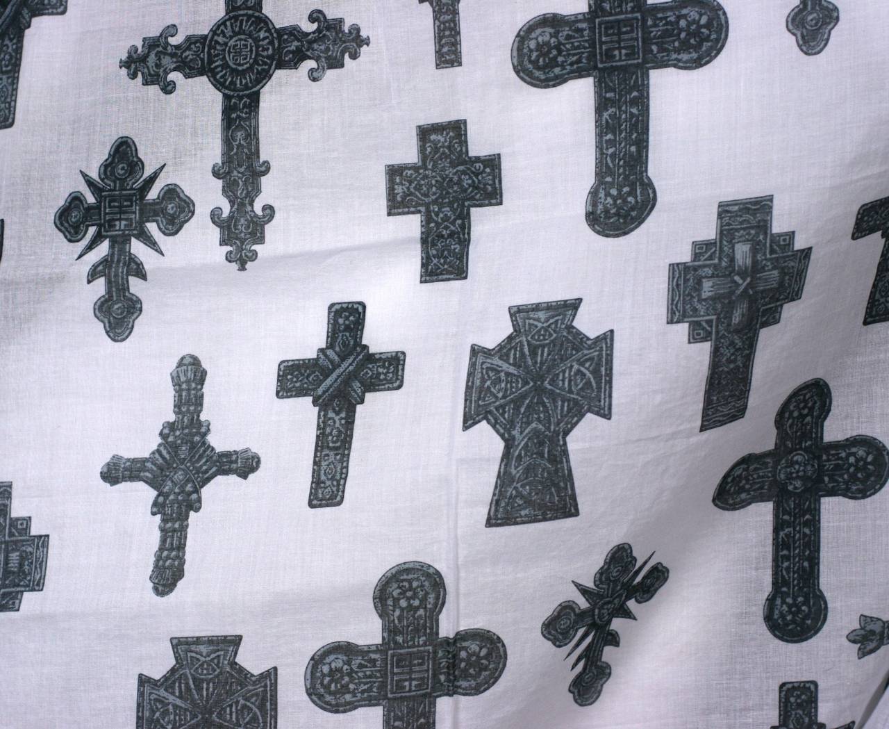 Ricardo Tisci Givenchy Cotton Scarf printed with Gothic Crosses. 34