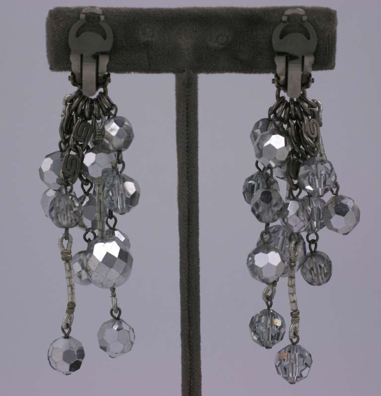 Chanel Silver Aurora Drop Earrings In Excellent Condition In New York, NY