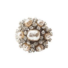 Miriam Haskell Pearl and Diamante Ring