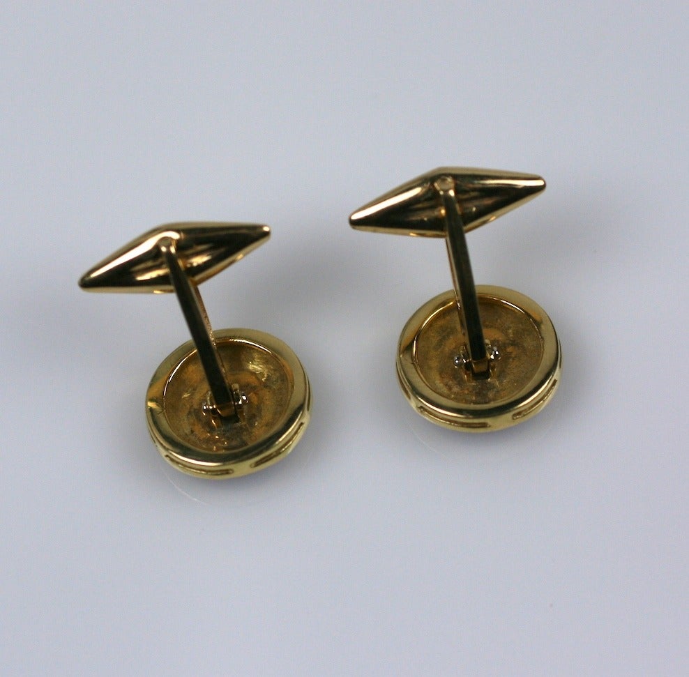 Brilliant Cut Enamel and Diamond Cufflinks For Sale