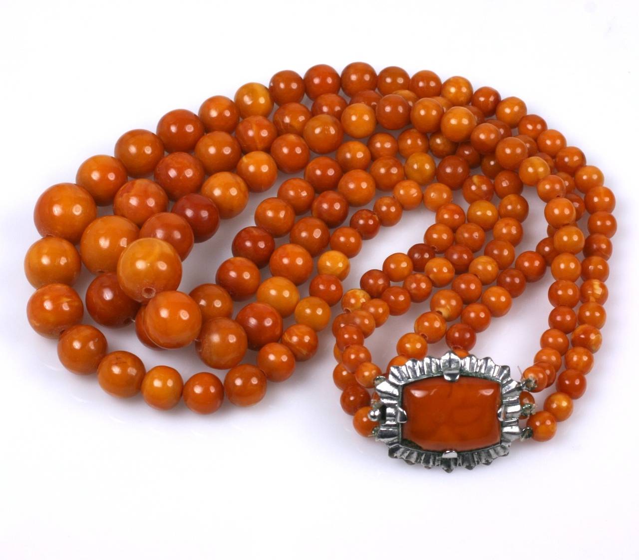 3 Strand Amber Bead Deco Necklace at 1stDibs amberstrand, amber strand