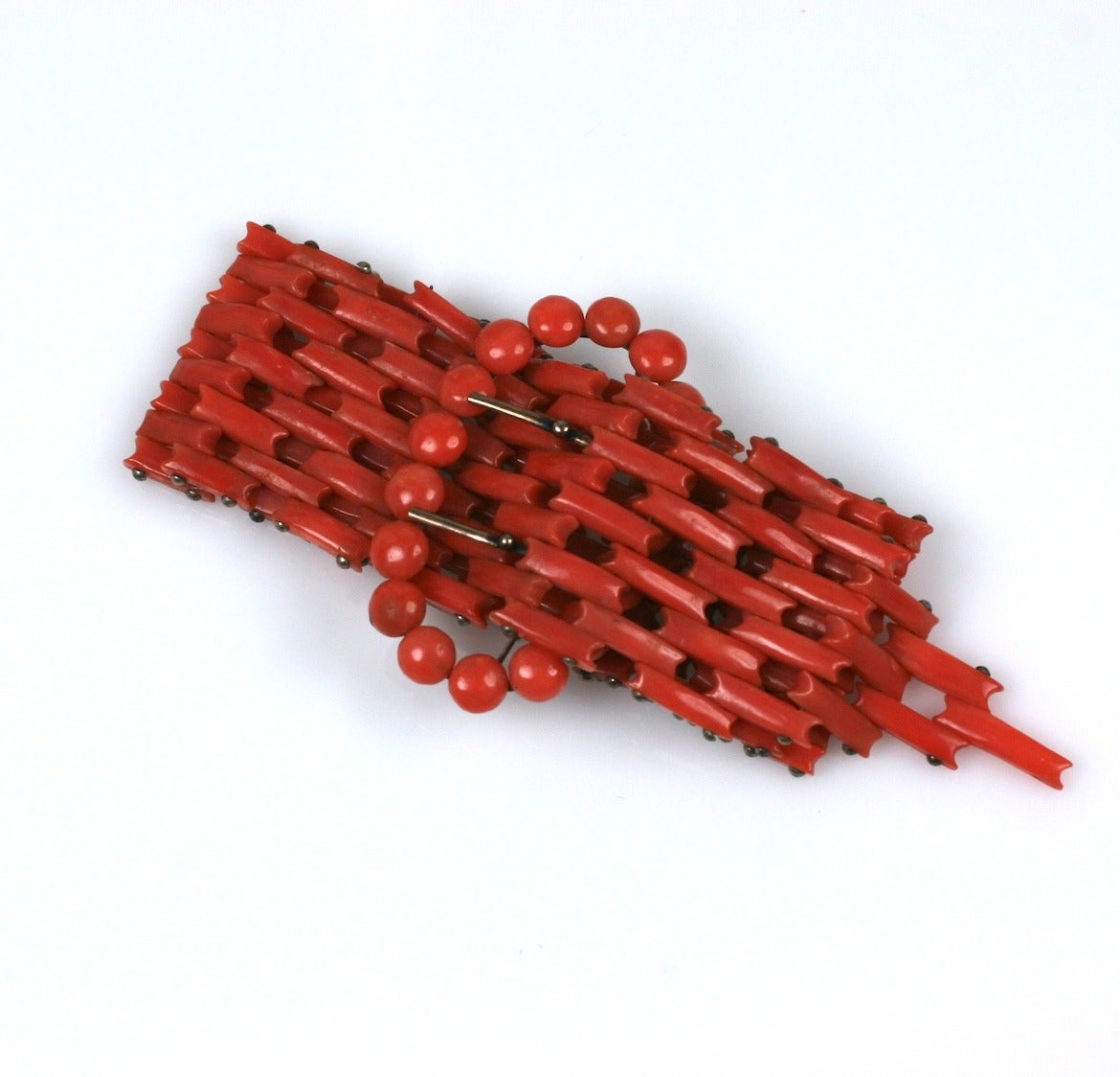 Victorian Coral Link Buckle Bracelet In Excellent Condition In New York, NY