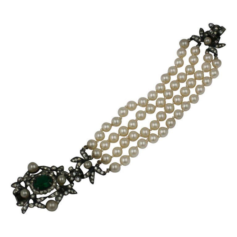 Castlecliff Early Paste and Pearl Bracelet For Sale