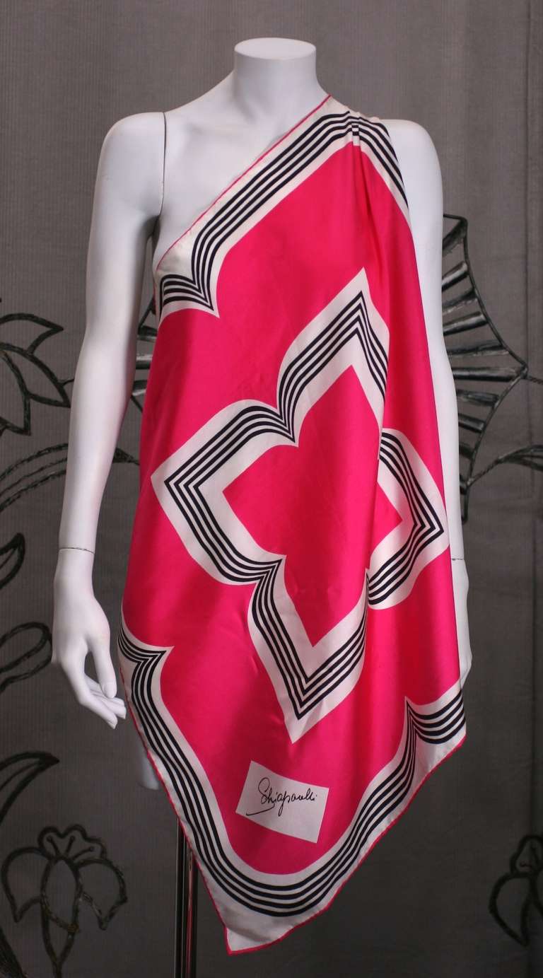 Schiaparelli's Shocking Pink Logo Scarf In Excellent Condition In New York, NY
