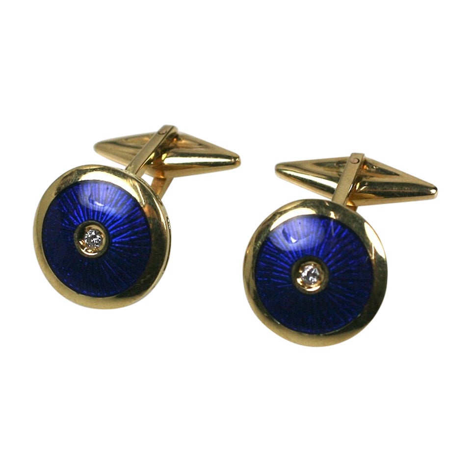 Enamel and Diamond Cufflinks For Sale