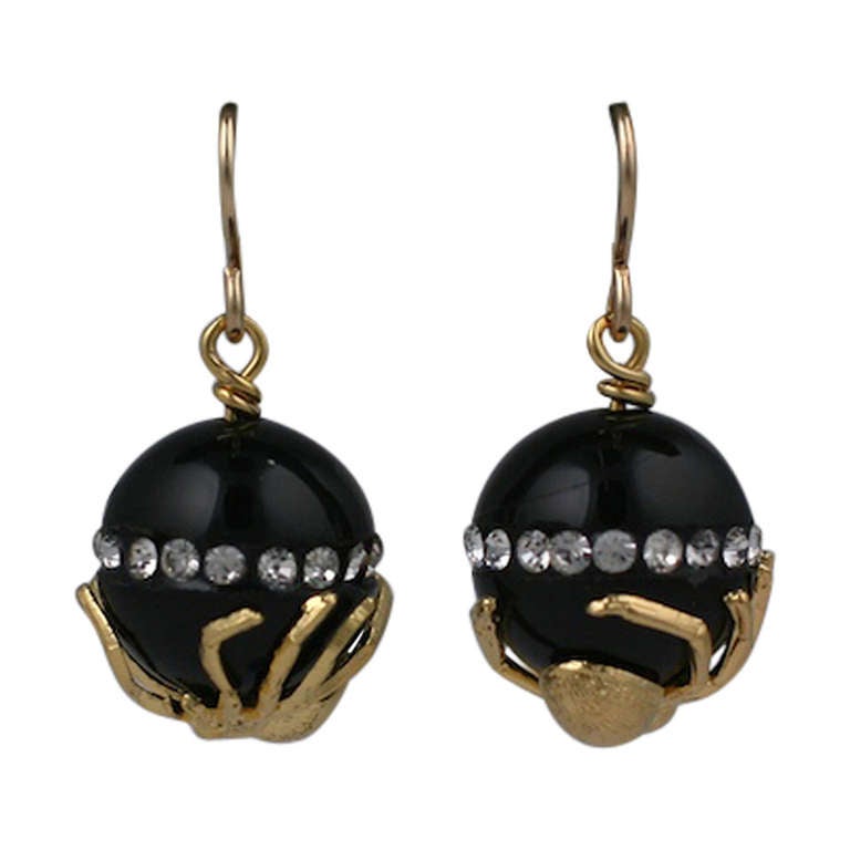 Jet Satellite Spider Earrings, MWLC For Sale