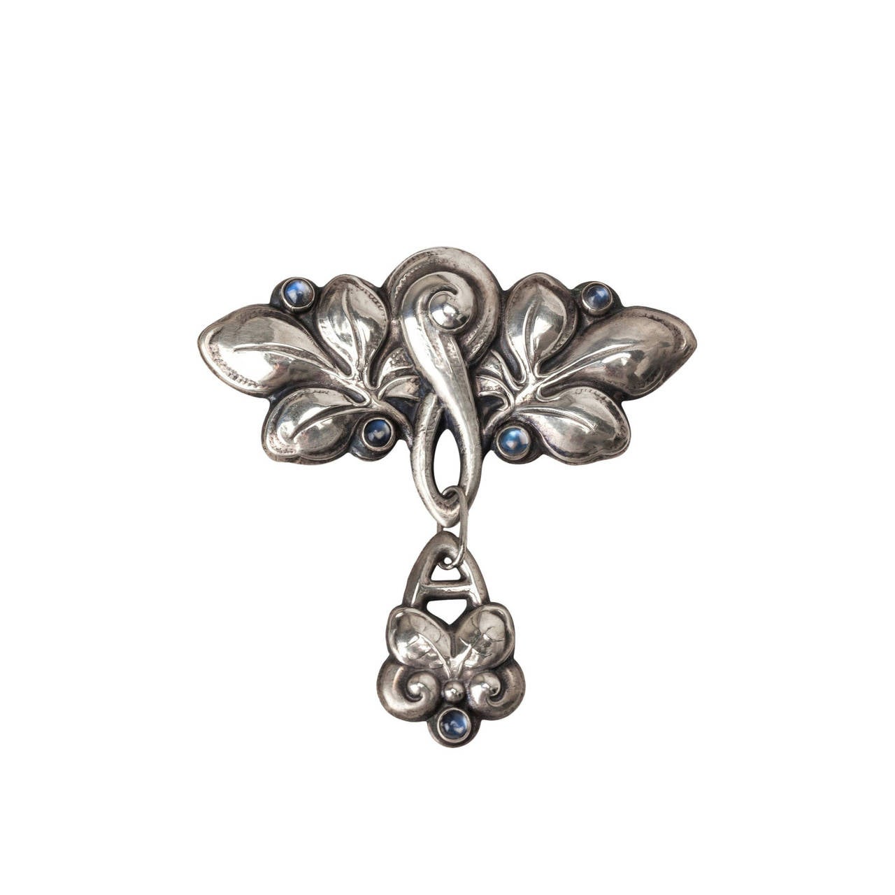 Scandanavian Art Nouveau Moonstone Brooch For Sale
