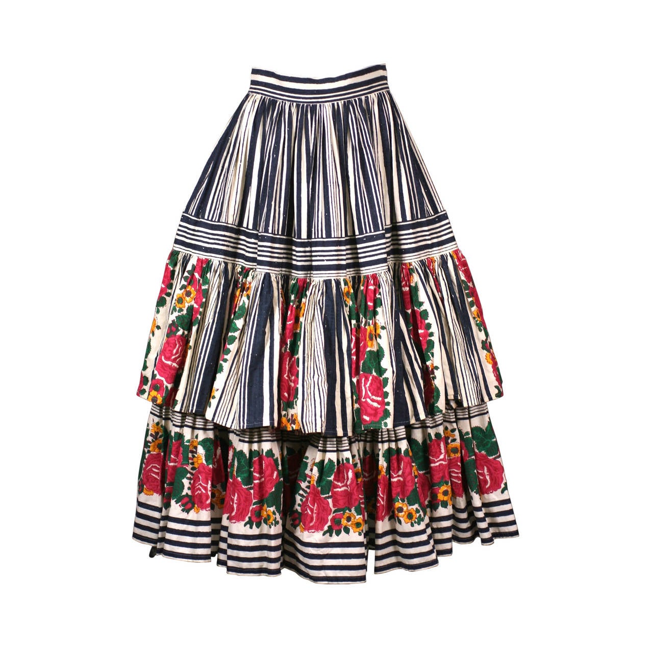 Ruffled Provencal Print Skirt
