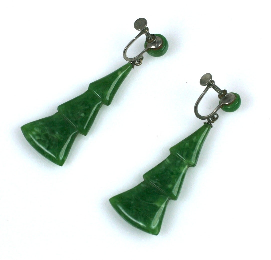 Art Deco Celluloid Pave Earrings In Excellent Condition For Sale In New York, NY