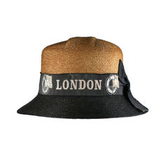 Early 2 Toned Straw Hat, "London", Hudson Bay Co. 12