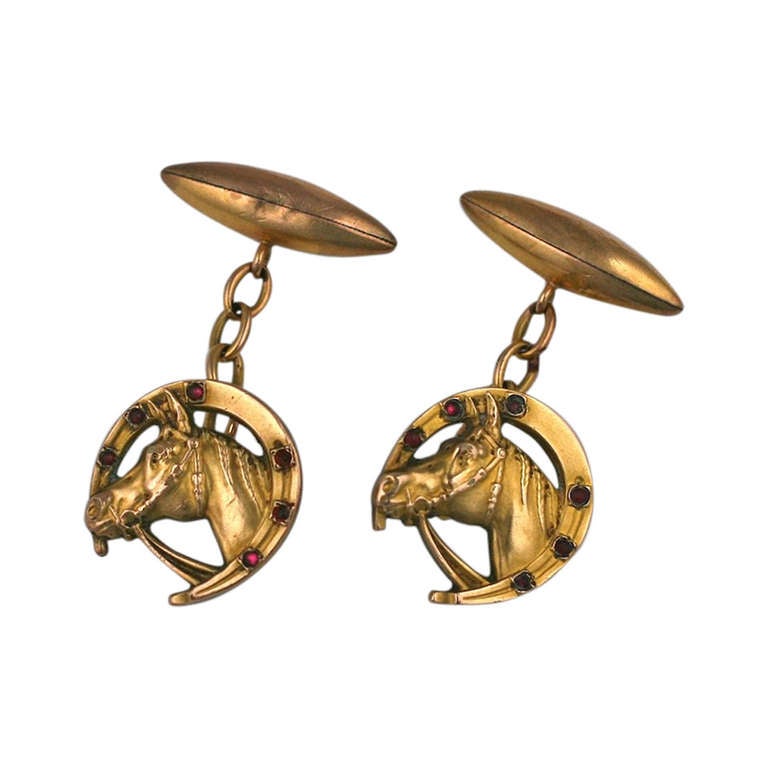 Antique French Equestrian Cufflinks For Sale