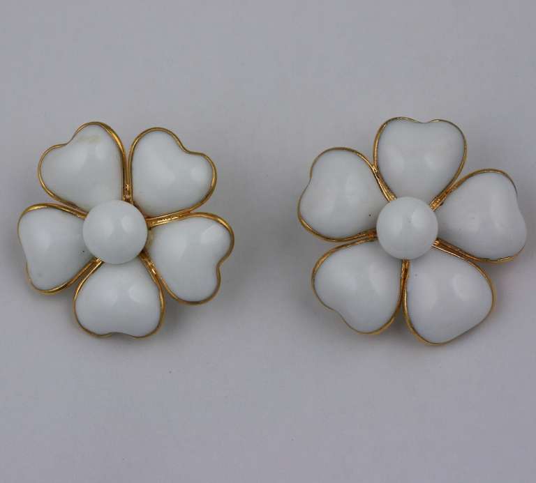 Chanel Gripoix Camelia Earrings In Excellent Condition In New York, NY