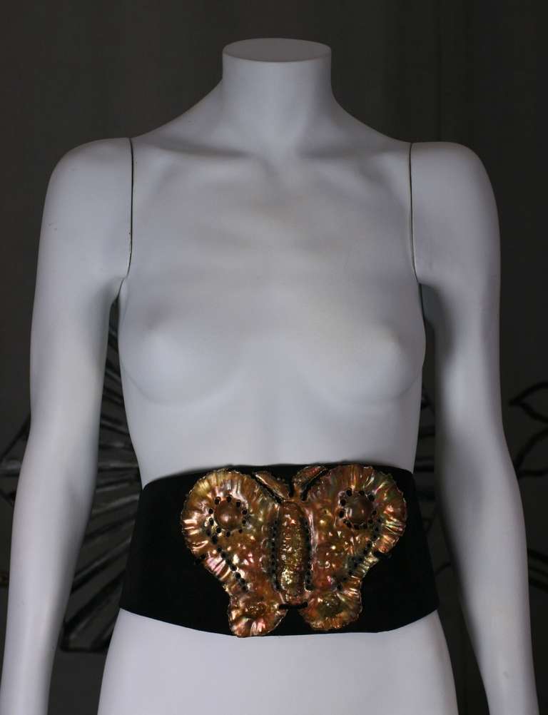 Black Massive Hand Hammered Butterfly Belt For Sale