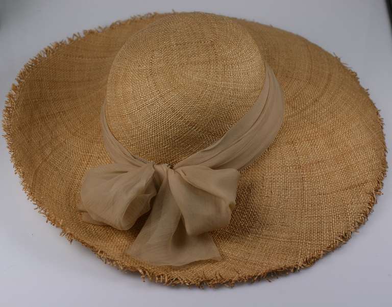 Madame Paulette Haute Couture Woven Fringed Straw Hat 1