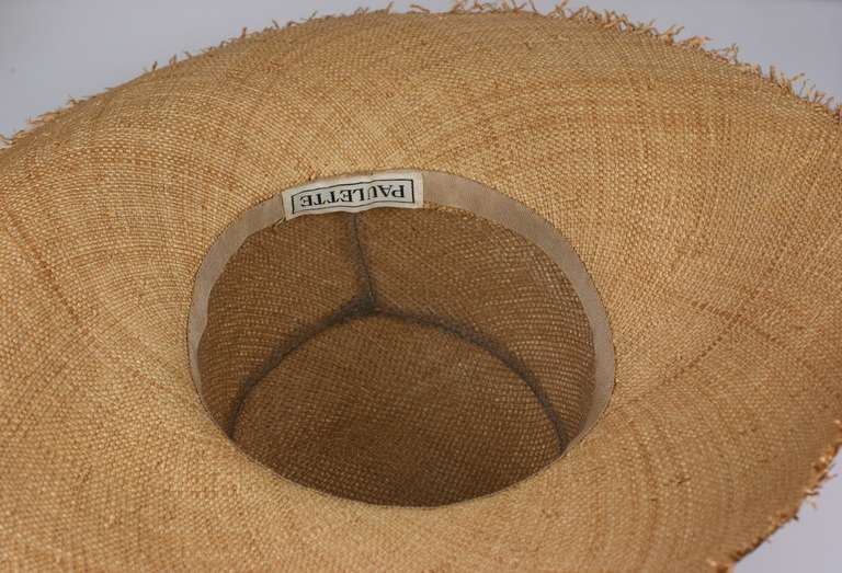 Madame Paulette Haute Couture Woven Fringed Straw Hat 2