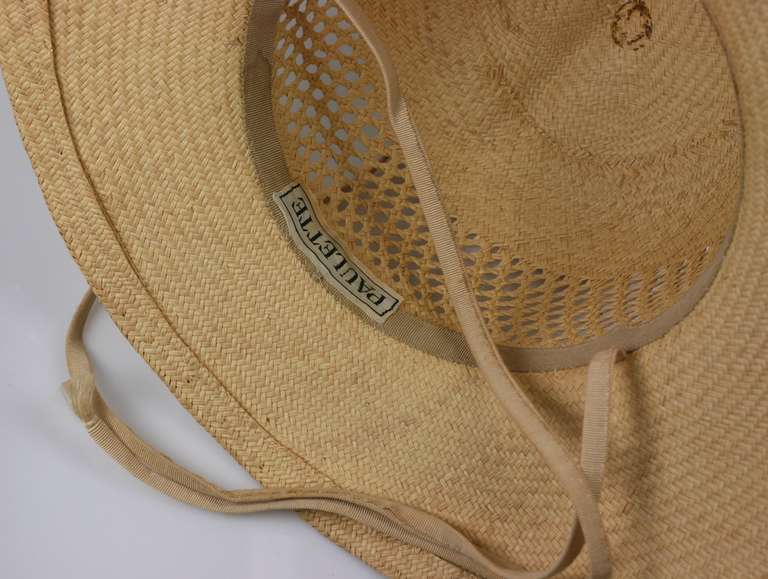 Madame Paulette Haute Couture Lattice Woven Straw Hat In Excellent Condition In New York, NY